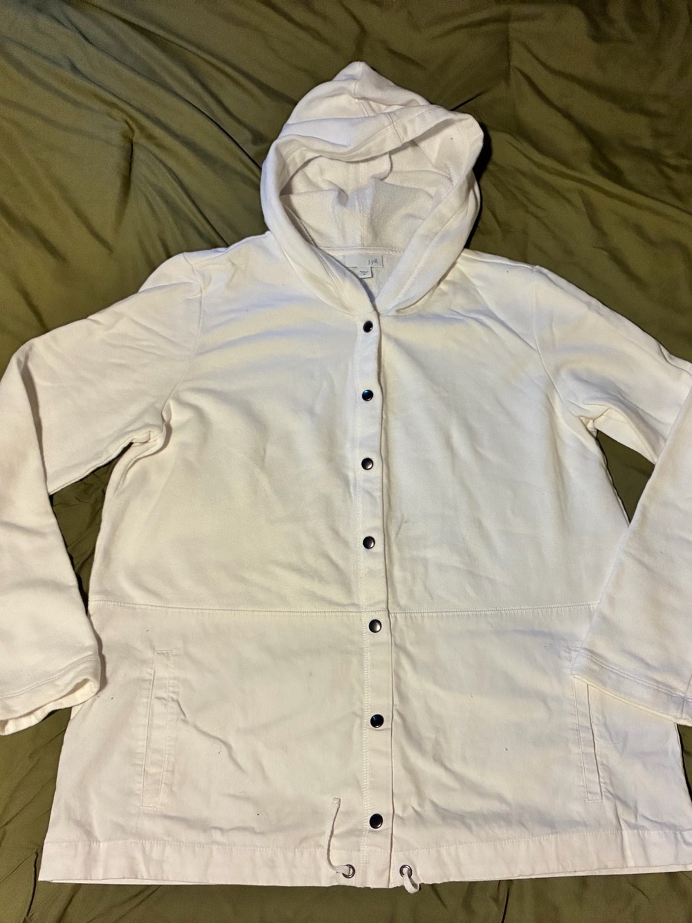 J. Jill White Hooded Snap-Front Jacket